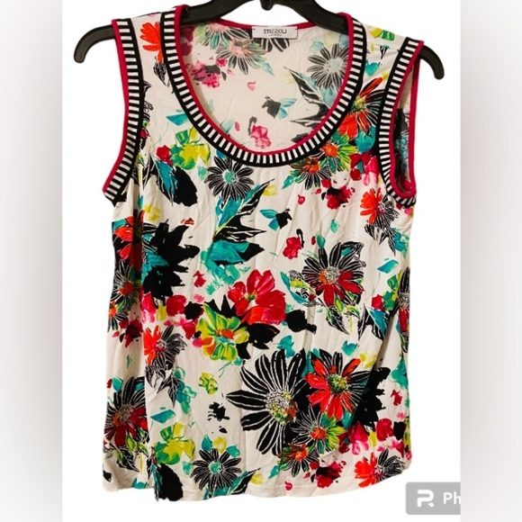 Stizzoli Women’s Misses Regular Scoop Neck Sleeveless Floral Print Blouse - Picture 1 of 4